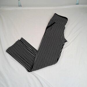 Lemite Women’s Black White Pinstripe Pants Size M Pull-On Straight Leg